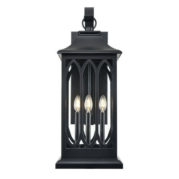 Red Barrel Studio® Carletta 3 Light Outdoor Wall Sconce in Powder